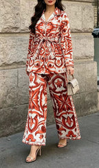 Madrona Printed Long Sleeve Two-Piece Set Flowering Girl