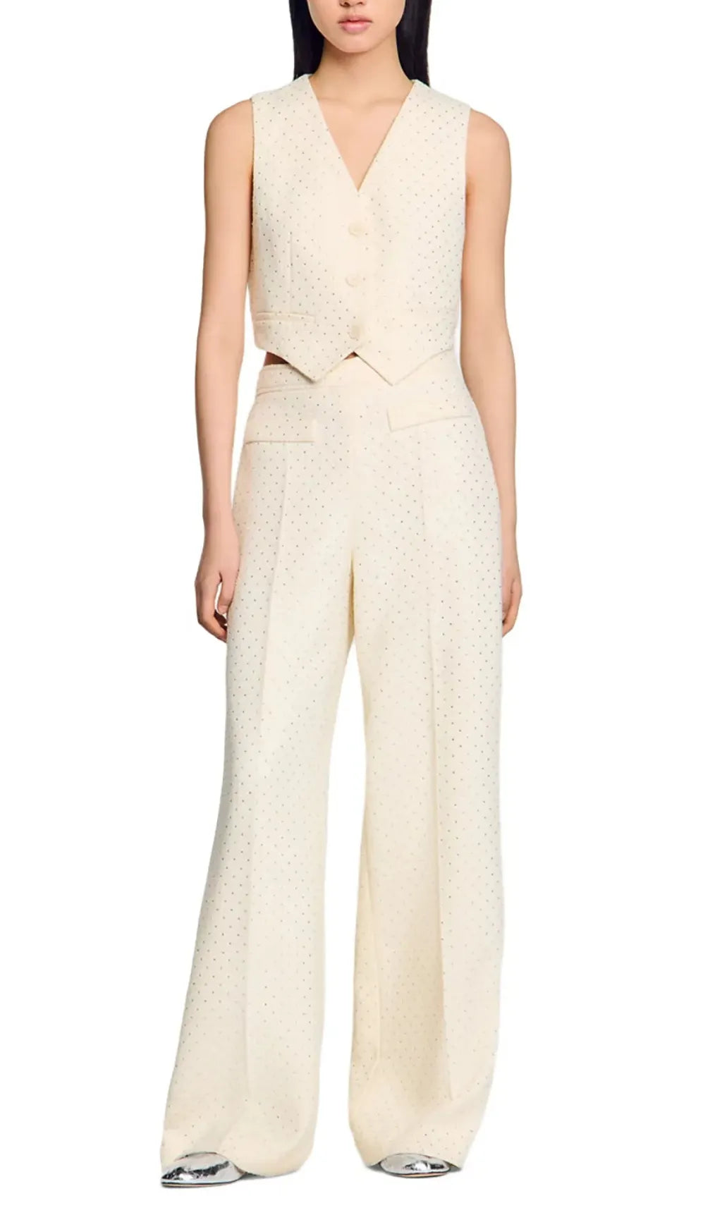 Tweed Rhinestone Trousers Flowering Girl