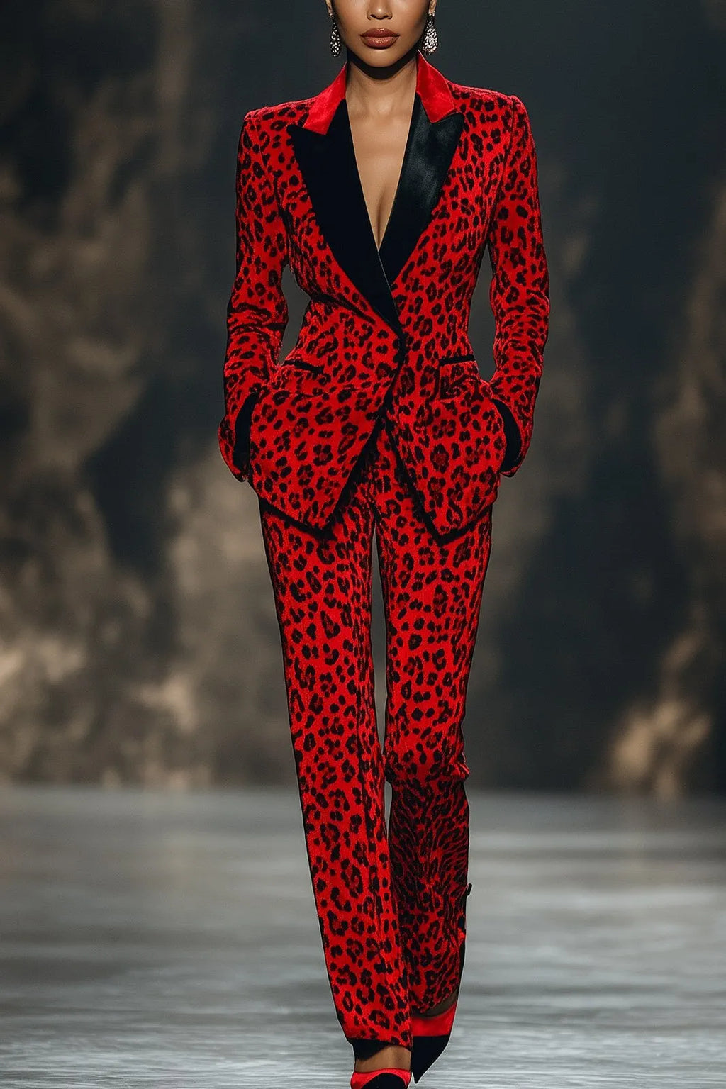 Striking Red Leopard Print Suit Flowering Girl