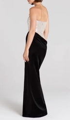 Jayda Strapless Sequin Velvet Maxi Dress Flowering Girl