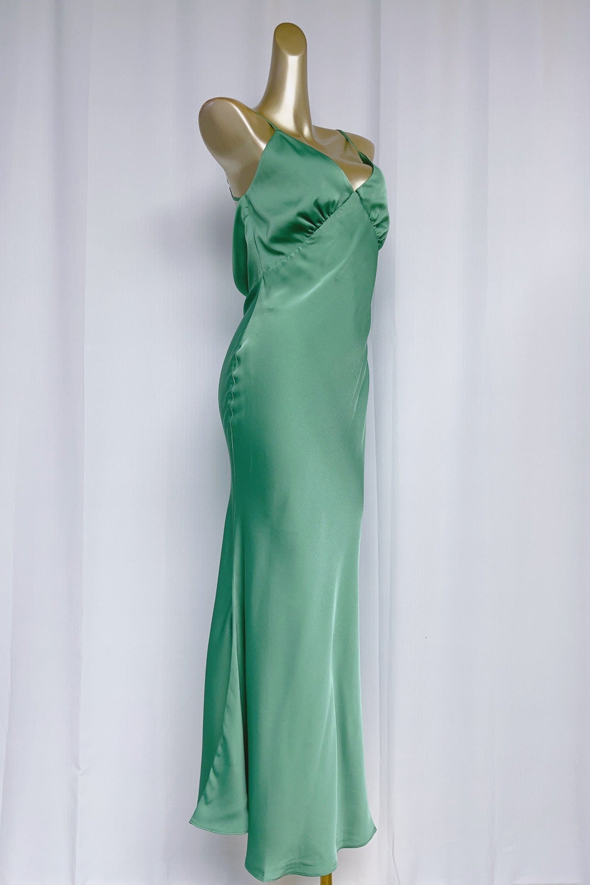 Vida Satin Midi Dress in Juniper Green Flowering Girl