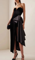 Desdra Black Strapless Bowknot Maxi Dress Flowering Girl
