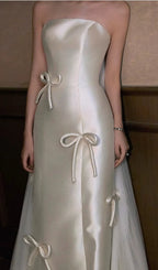 Chynna White Strapless Bow Wedding Dress Flowering Girl