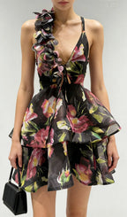 Jadey Floral Printed Mini Dress Flowering Girl
