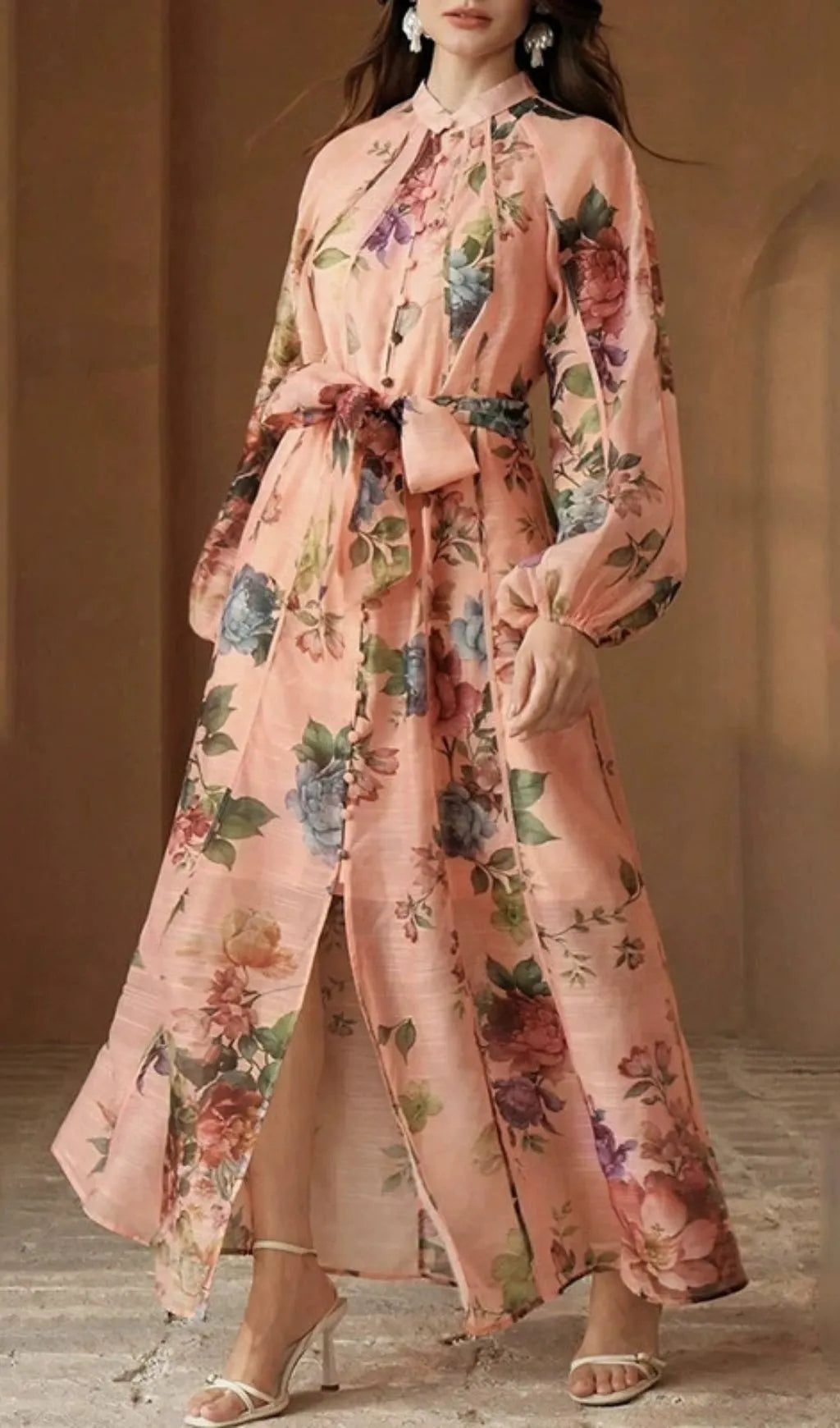 Gilad Printed Long Sleeve Maxi Dress Flowering Girl