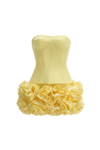 Amy Flower Embellished Mini Skirt Corset Set In Yellow Flowering Girl