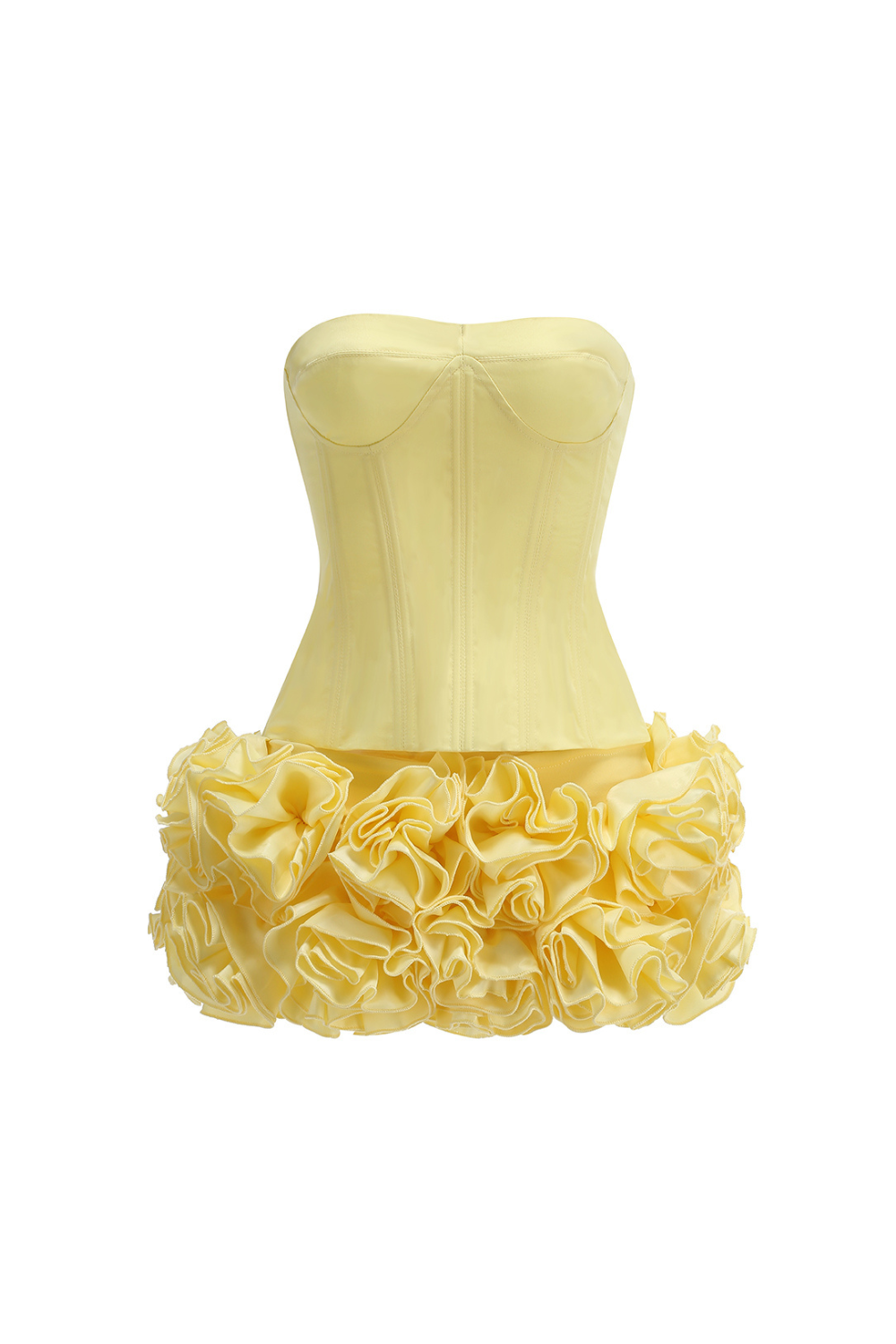 Amy Flower Embellished Mini Skirt Corset Set In Yellow Flowering Girl