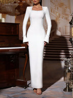 Meyer White Beaded Long Sleeve Maxi Dress Flowering Girl