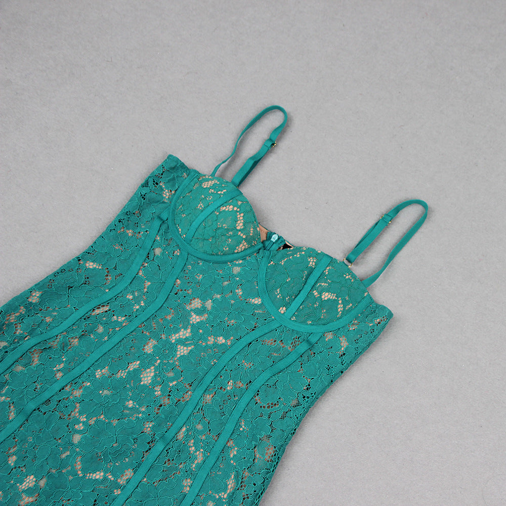 Strappy Lace Midi Dress Flowering Girl