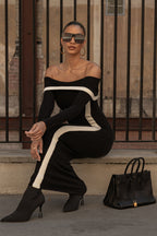 Black Janet Off Shoulder Maxi Dress Flowering Girl