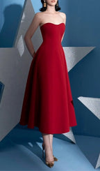 Fiorella Red Strapless Midi Dress Flowering Girl