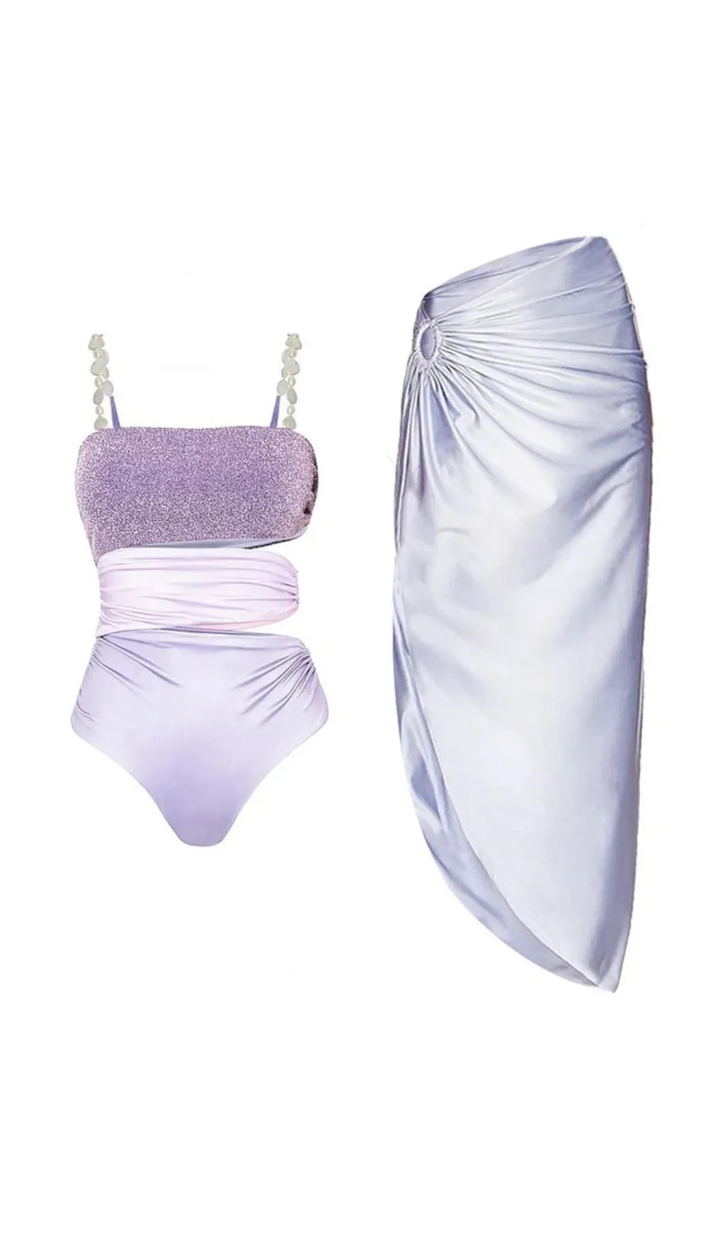 Dupree Cutout One-Piece Swimsuit & Skirt Flowering Girl