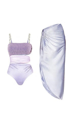 Dupree Cutout One-Piece Swimsuit & Skirt Flowering Girl
