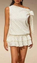 Evella Off Shoulder Dot Tiered Mini Dress Flowering Girl