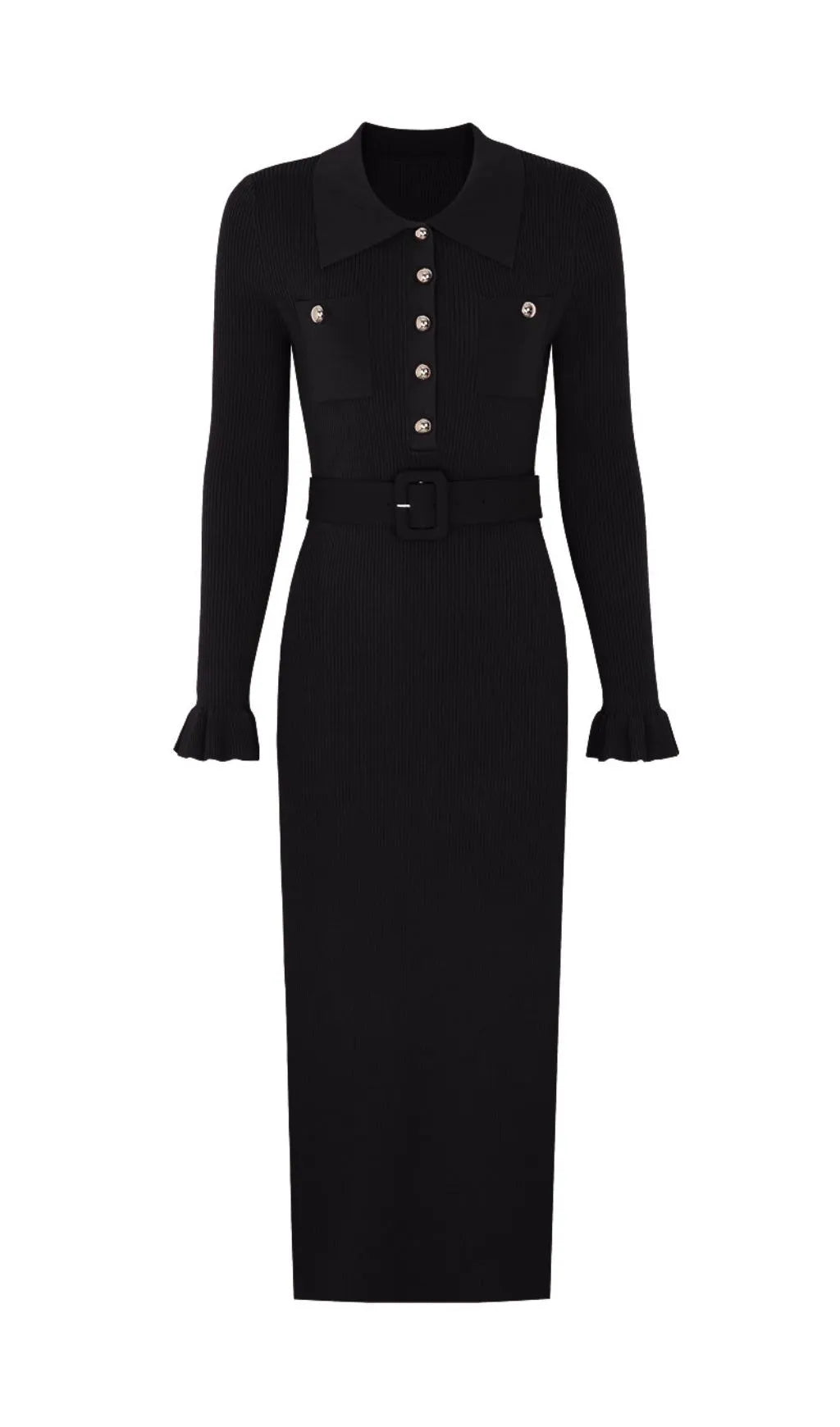 Jacek Long Sleeve Knit Midi Dress Flowering Girl