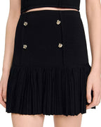 Marcia Black Double Breasted Ruffle Mini Skirt Flowering Girl