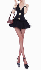 Jumanah Black Corset Mini Dress Flowering Girl
