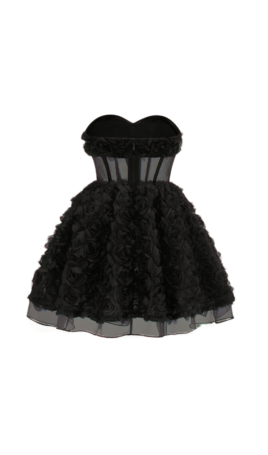 Eustacia Black Strapless Flower Corset Mini Dress Flowering Girl