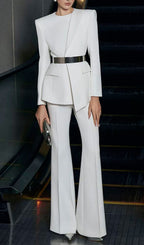 Indie White Blazer & Pants Set Flowering Girl