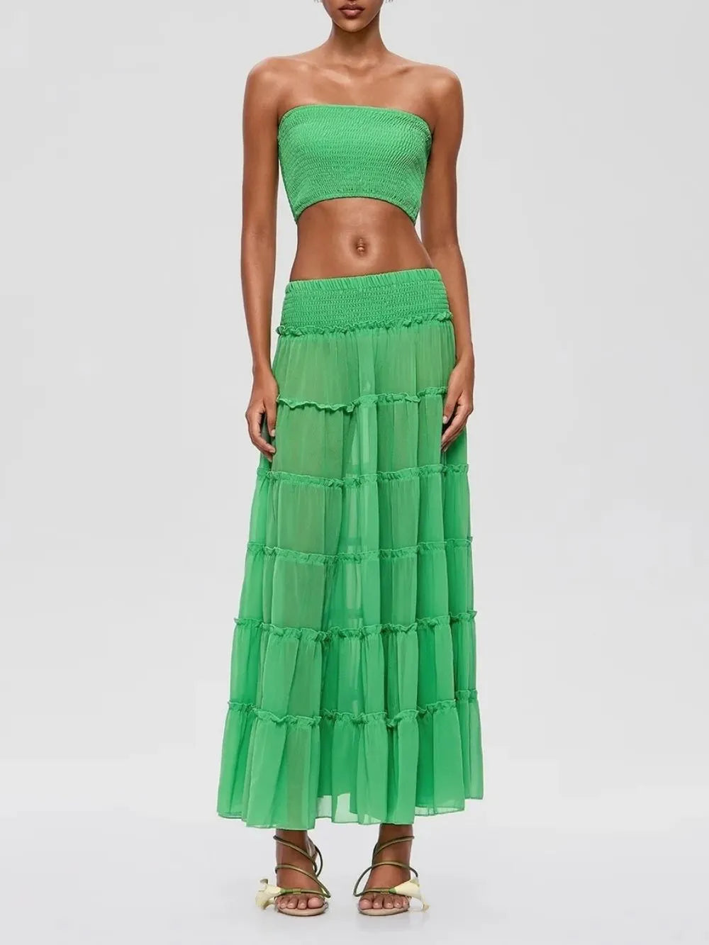 Fusca Strapless Tiered Skirt Set Flowering Girl