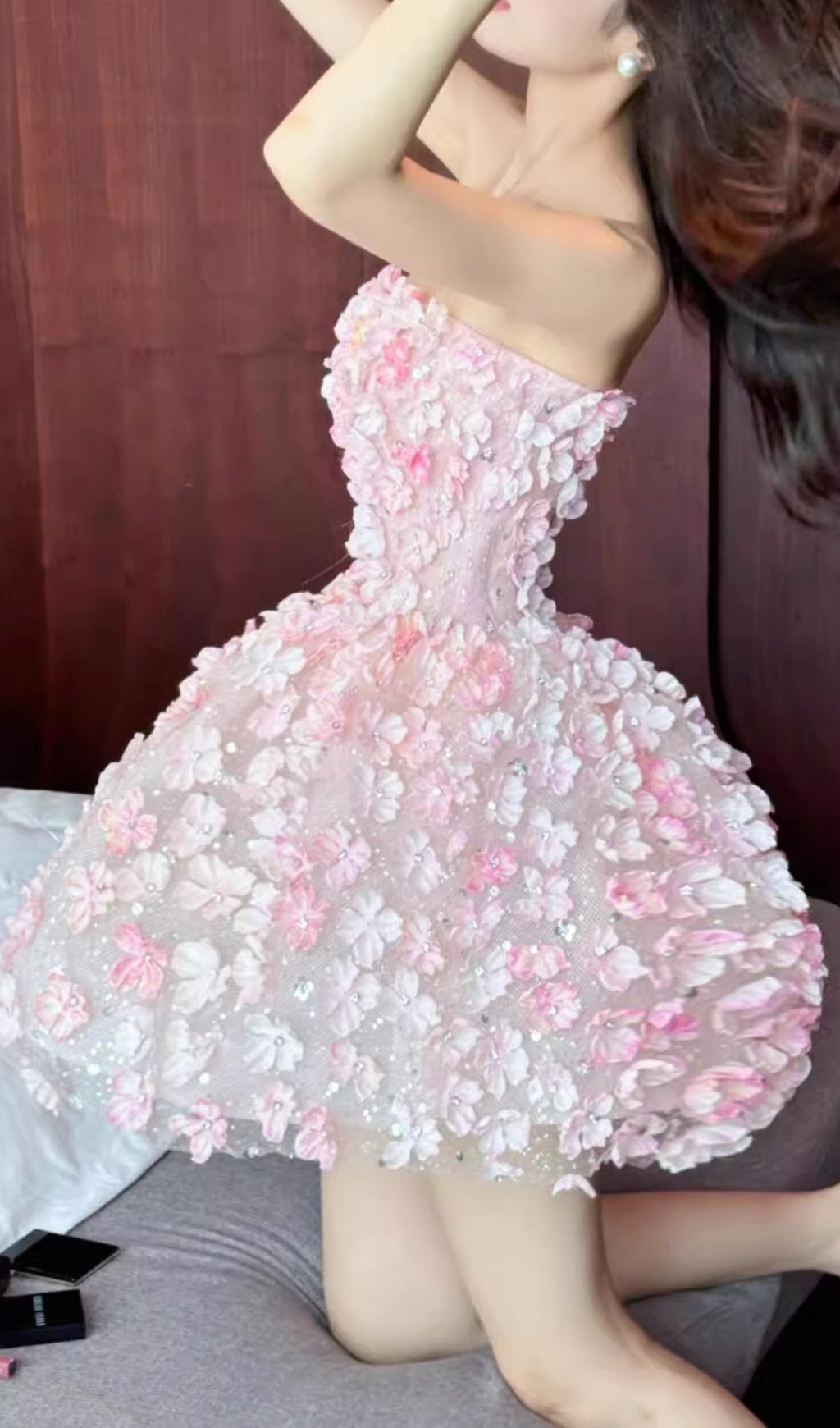 Breeze Strapless Flower Mini Dress Flowering Girl