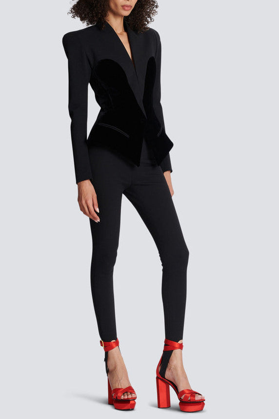 Josephine Slim-Fitting Bustier Jacket In Black Flowering Girl