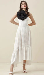 Annew White Exaggerated 3D Flower Swimsuit Flowering Girl