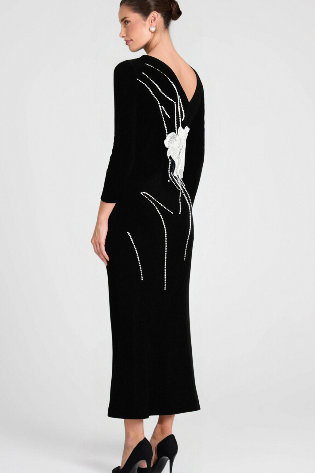 Calista Olive Black One Shoulder Velvet Maxi Dress Flowering Girl