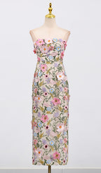 Eiichi Strapless Flower Midi Dress Flowering Girl