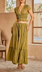 Elnyxa Plunge Neck Skirt Set Flowering Girl