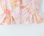 Lethia Pink Printed Corset Top Flowering Girl