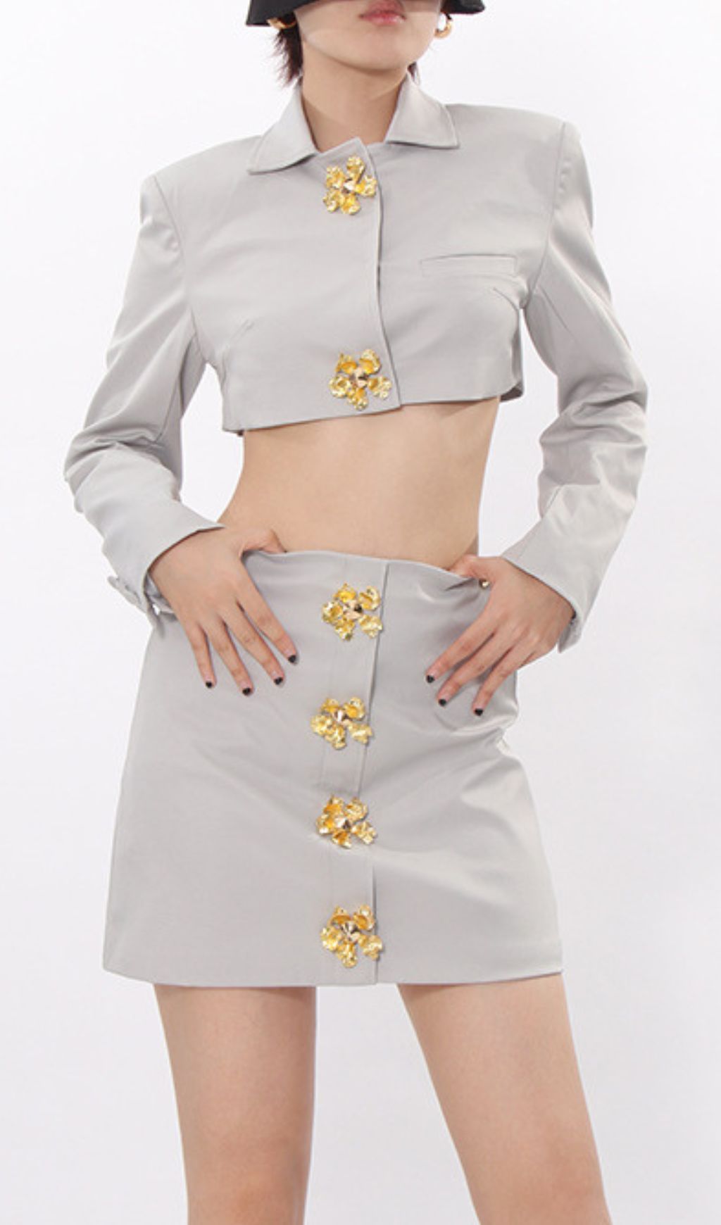 Idriya Grey Two-Piece Set Flowering Girl