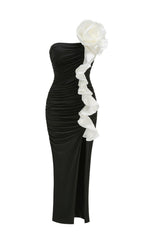 Jessie Black Strapless Flower Maxi Dress Flowering Girl