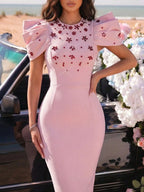 Makawee Pink Diamante Bandage Maxi Dress Flowering Girl