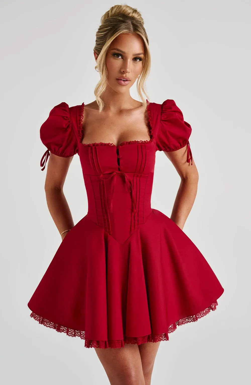 Annie Mini Dress - Red Flowering Girl