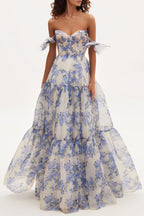 Hydrangea Tender Floral Maxi Tie-Strap Dress Flowering Girl
