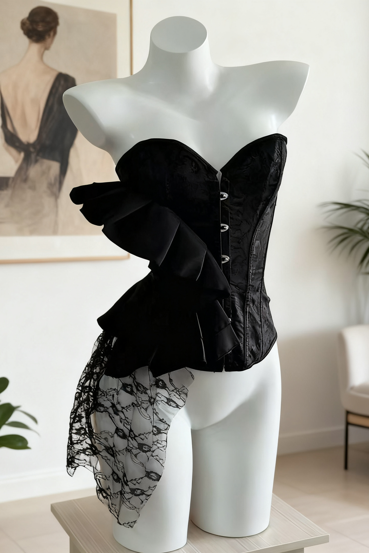 Retro Satin Strapless Corset Top Flowering Girl