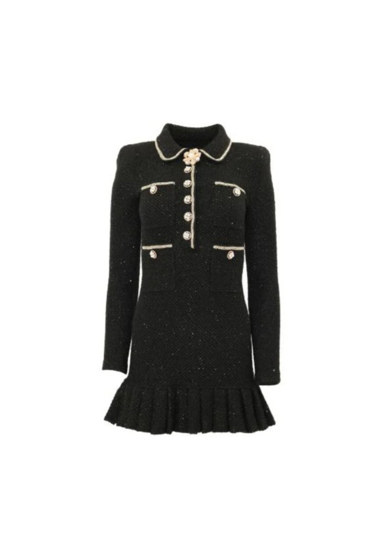 Black Sequin Knit Mini Dress Flowering Girl
