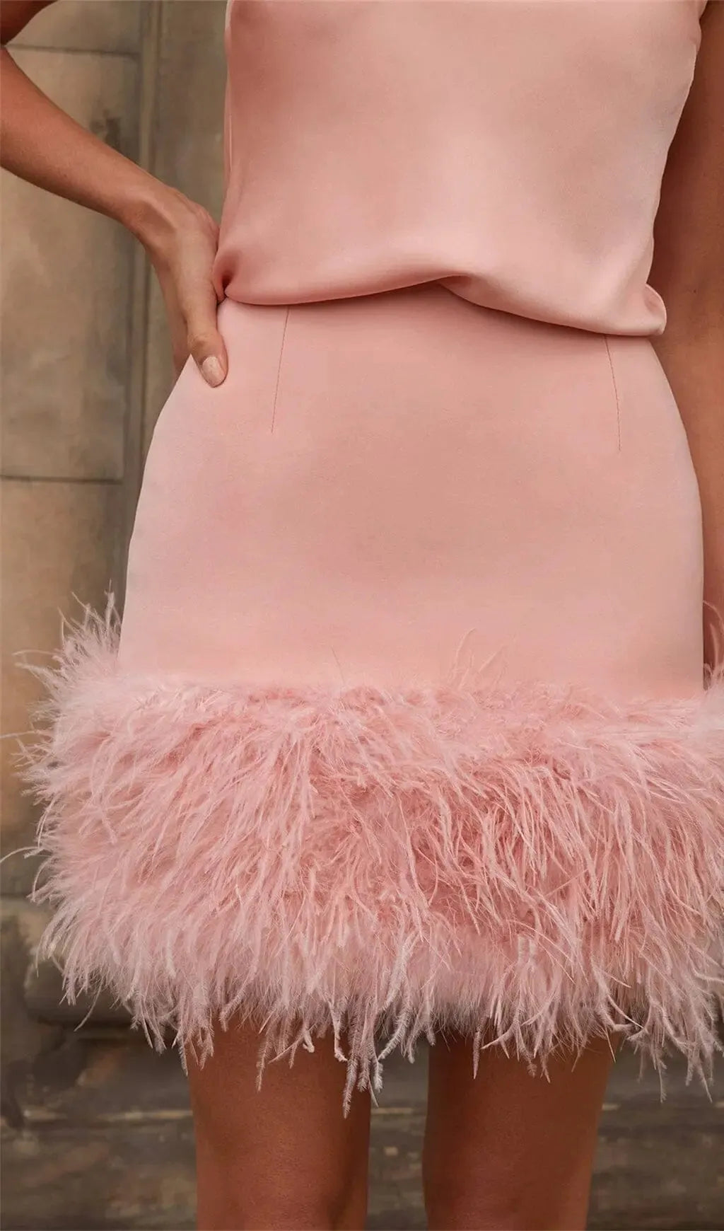 Satin Matching Set Mini Dress In Pink Flowering Girl
