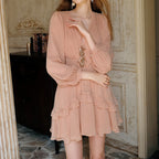 Jessica Champagne Pink Chiffon Rhinestone Embellished Mini Dress Flowering Girl