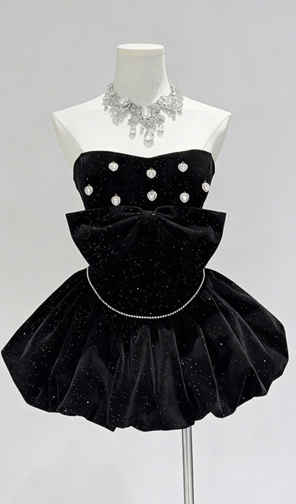 Jioni Strapless Bow Diamante Mini Dress Flowering Girl