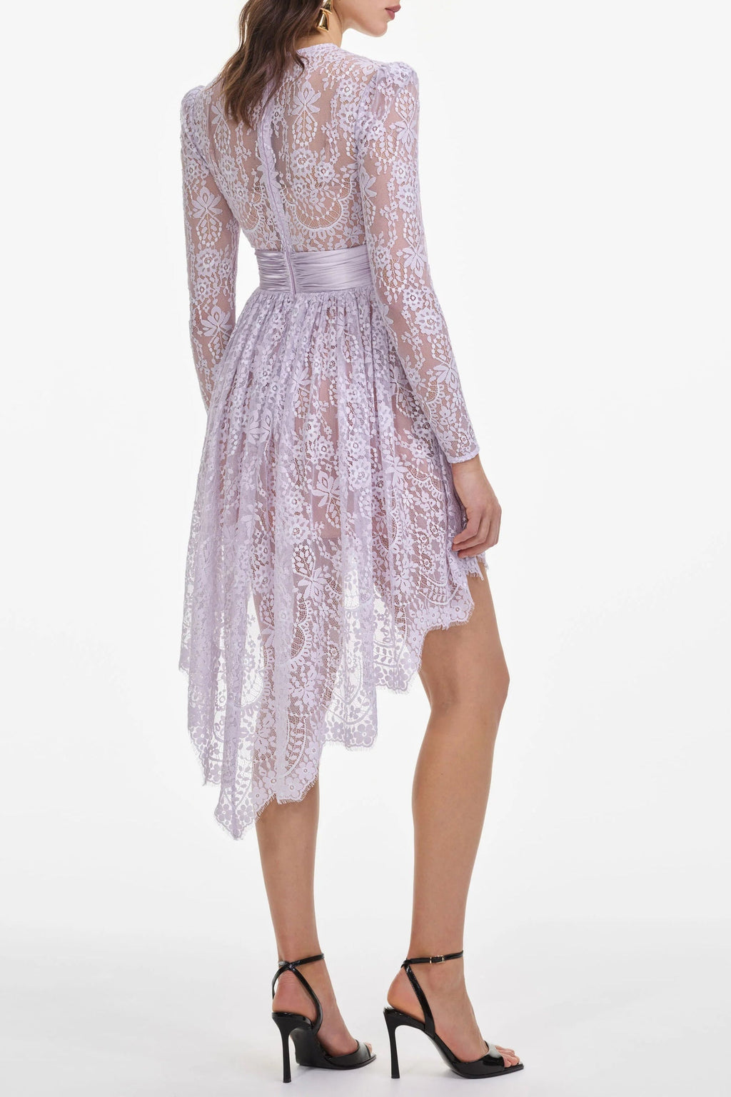 Sabrina Lilac Long Sleeve Lace Satin Mini Dress Flowering Girl