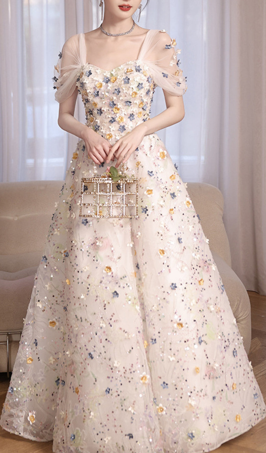 Amayah Flower Embellished Maxi Dress Flowering Girl