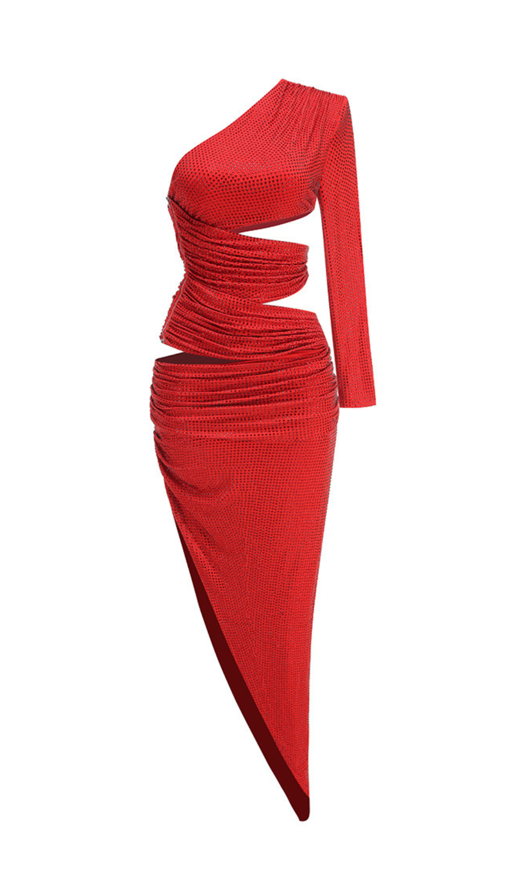 Gadar Red Diamante One-Shoulder Maxi Dress Flowering Girl