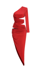 Gadar Red Diamante One-Shoulder Maxi Dress Flowering Girl