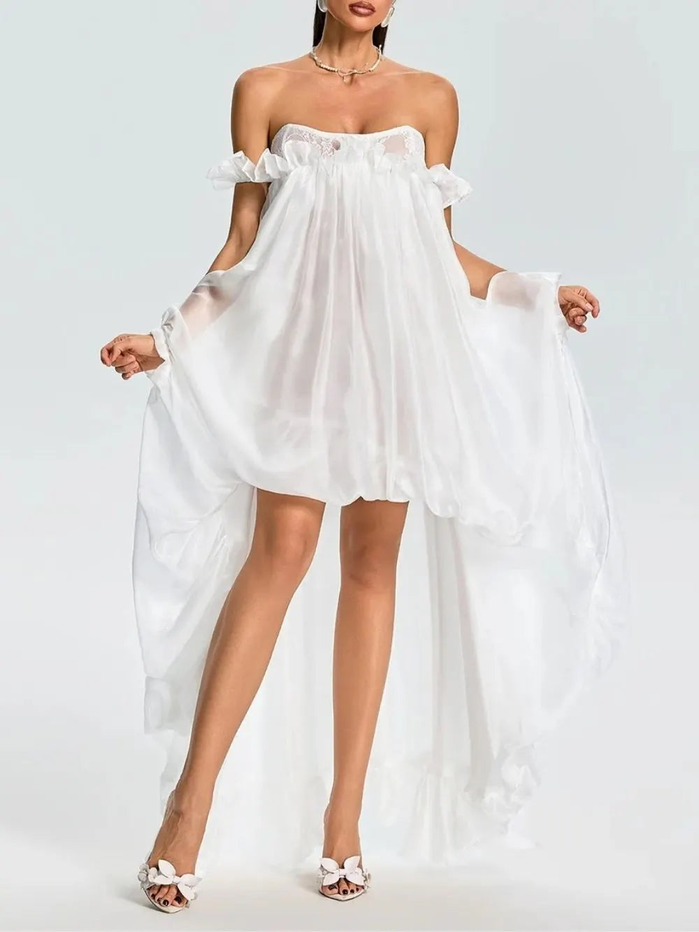 Euleta Off Shoulder Lace Ruffle Maxi Dress Flowering Girl