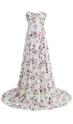 Strapless Floral Split Maxi Dress Flowering Girl