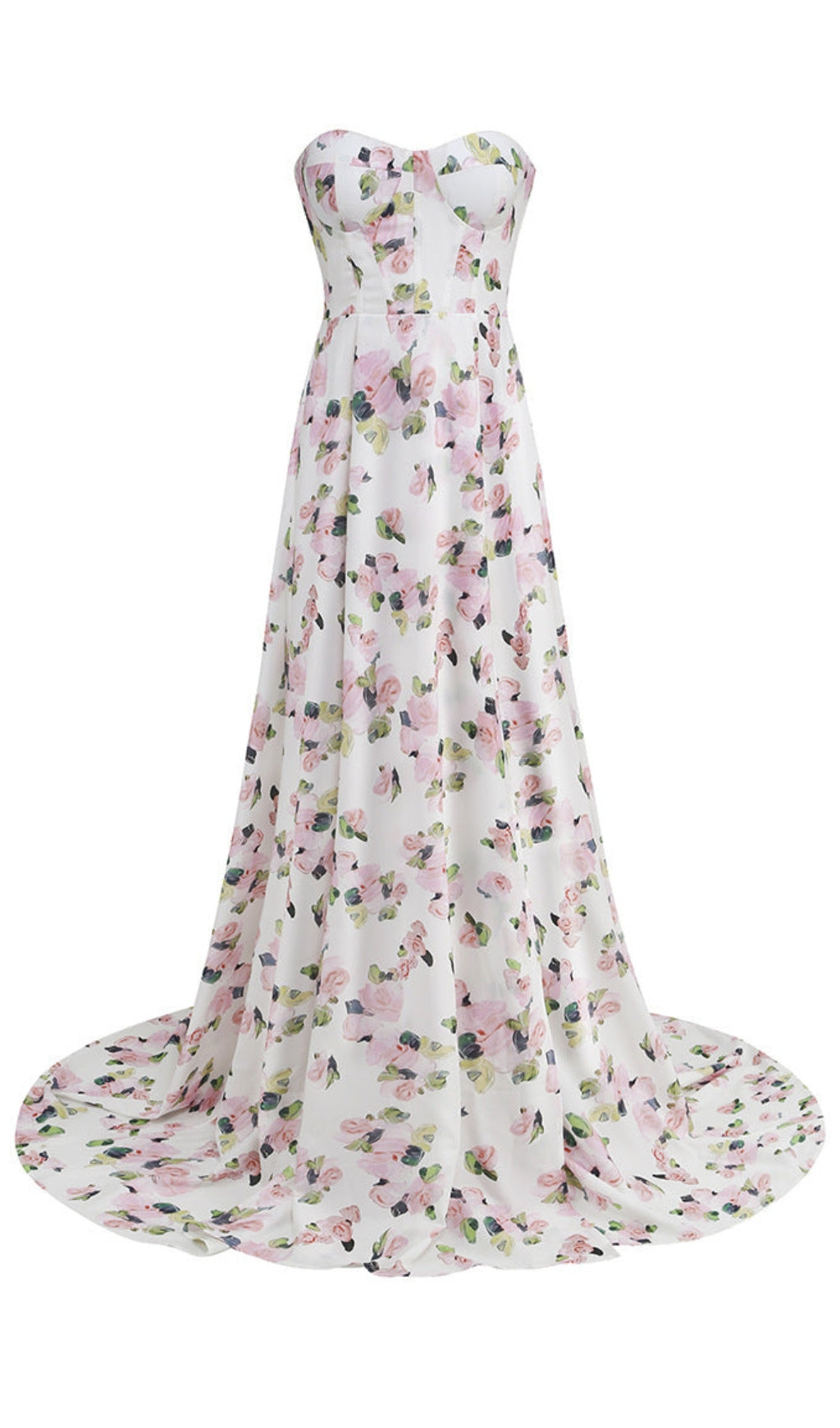Strapless Floral Split Maxi Dress Flowering Girl