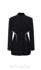 crystal-embellished cut out blazer dress in black Flowering Girl