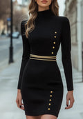 High Neck Long Sleeves Short Sheath Work Dress Flowering Girl